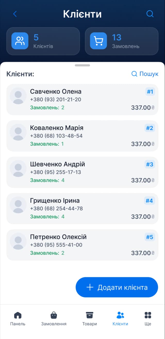 Скріншот мобільного додатку Aima - аналітика та статистика продажів